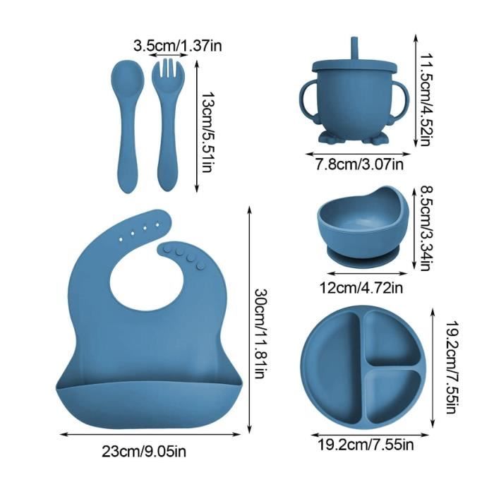 2ème Stage - Assiette pour bébé et enfant grise en silicone avec  séparations et ventouse - (Dès 12 mois) - Assiette bébé - Achat & prix
