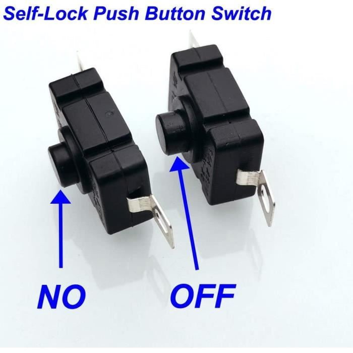 Interrupteurs à bouton-poussoir lumineux LED momentané, autobloquants  maintenus, indicateur de lampe carré, marche et arrêt
