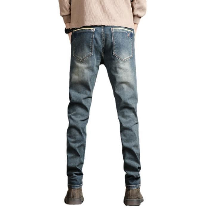 Jeans Skinny Homme Stretch - Coupe Slim, Effet Usé, Déchirures - 90% Coton, 10% Polyester