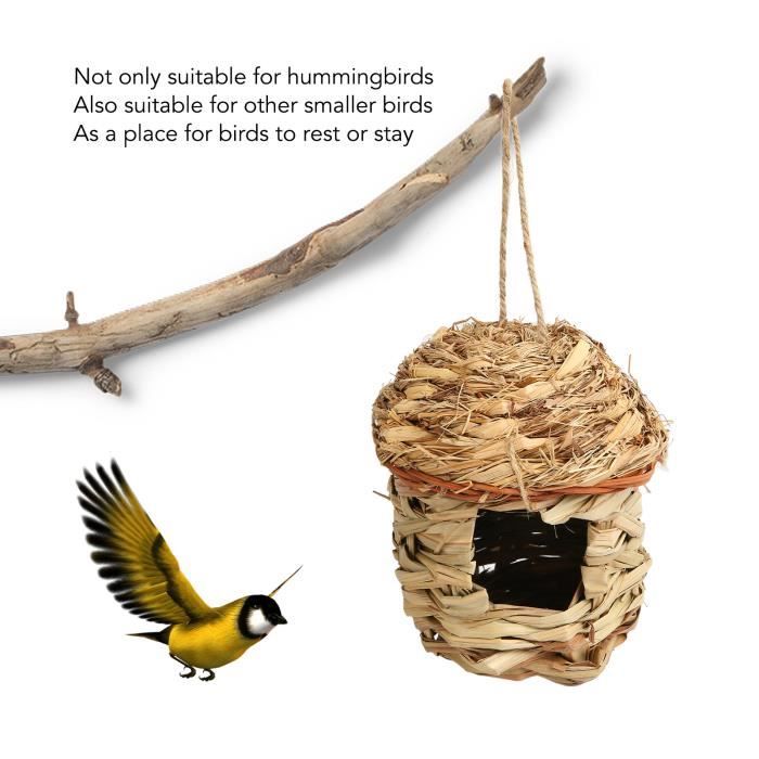 Omabeta maison d’oiseau d’herbe Maison de colibri tissée à la main, petite  herbe suspendue, 3 pièces, pour oiseau animalerie cage