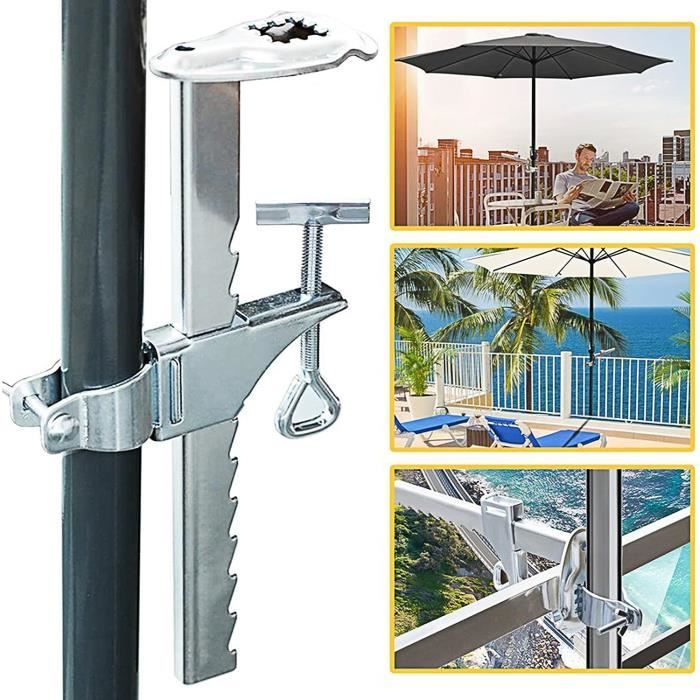 Support parasol balcon - Pour muret ou rambarde large, vente au