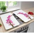 WENKO Protection plaque de cuisson, couvre plaque de cuisson en verre "Orchidées", Lot de 2, verre trempé, 30x52 cm, multicolore-2