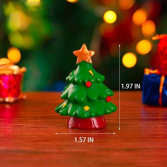 Lot De 40 Figurines Décoratives Noël En Résine Brillante - Père Noël, Sapin, Bas... + 5m Fil Doré Pour Sapin