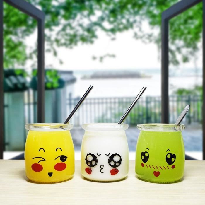 6 Pièces Pots à Yaourt Verre Résistants Chaleur Pour Pudding