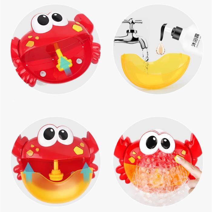 Spptty Bain de bulles de bain, forme de bulle de dessin animé automatique  en forme de crabe 12 chansons de bébé enfants enfants drôle douche jouet de  bain, jouet de bain bébé 