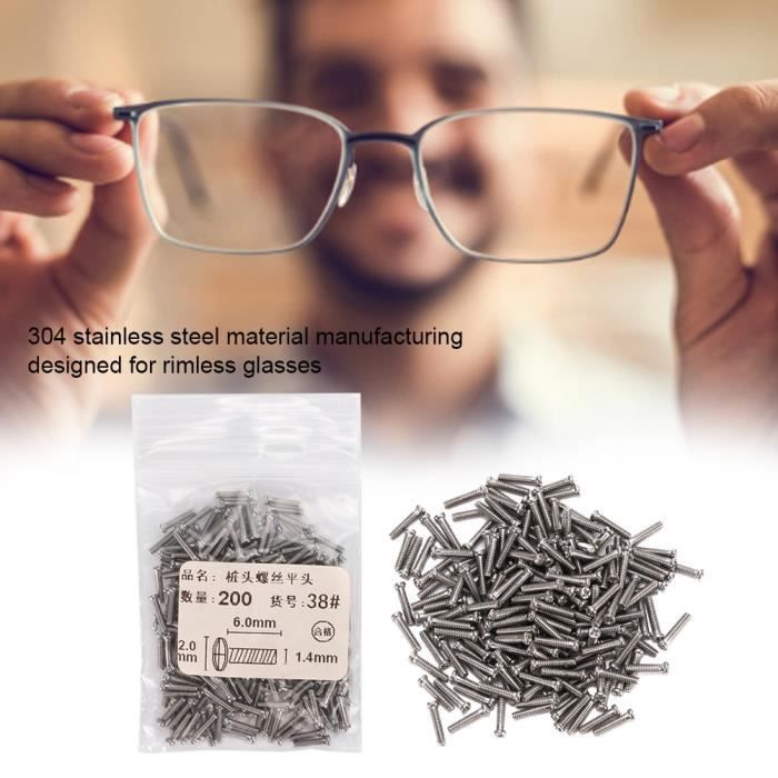 ZJCHAO Vis de lunettes 3 sacs à tête plate lunettes vis monture lunettes  accessoire de réparation (38 #)
