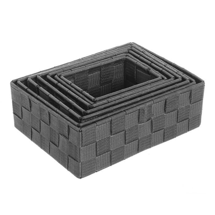 Panier Rectangulaire En Osier Noir Avec Couvercle - Pour Rangement Vestiaire, Sur Mesure
