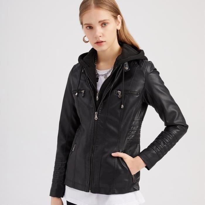 Veste simili on sale cuir capuche femme