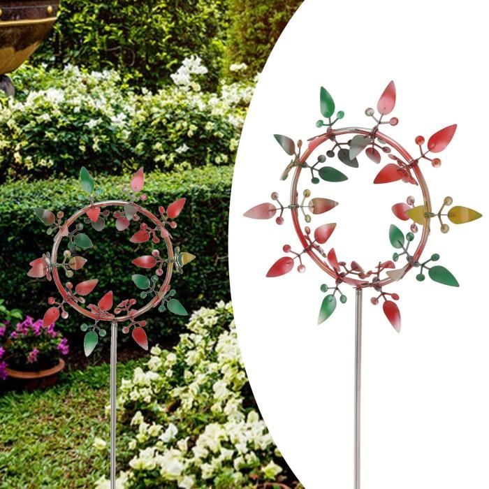 Moulin à Vent en Acier Inoxydable Rotatif Couleurs Vives pour Jardin