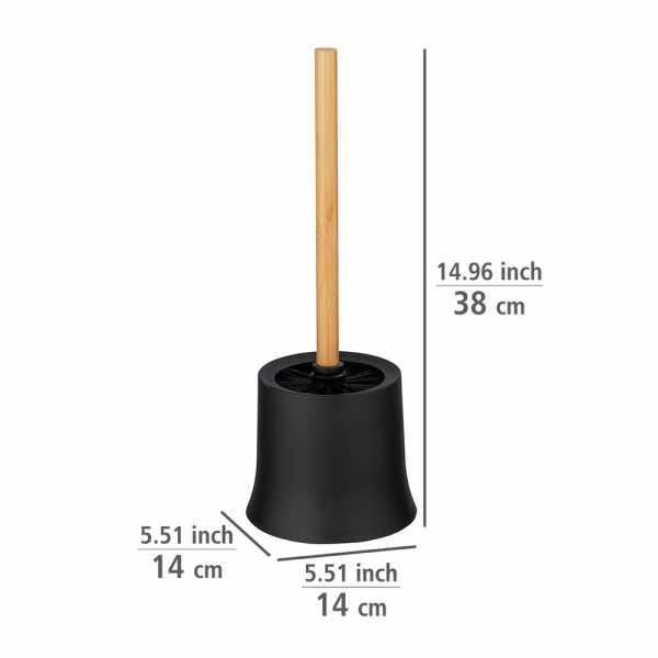 Brosse WC Leadfun – Double Tête (Silicone + PP) + Manche Bambou & Support Métal Lesté – Design Élégant Anti-Odeurs Pour Salle De Bain Moderne