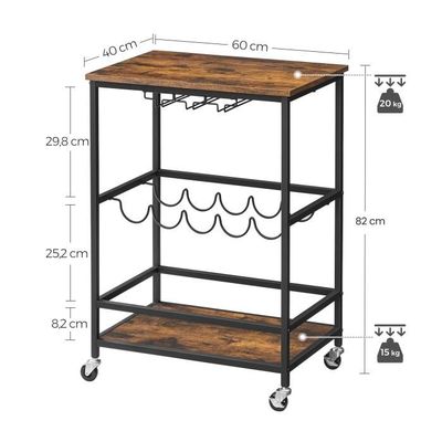 Desserte De Cuisine, Chariot De Service , avec 6 Crochets, Style Industriel 60 x 40 x 89 cm | Leroy Merlin