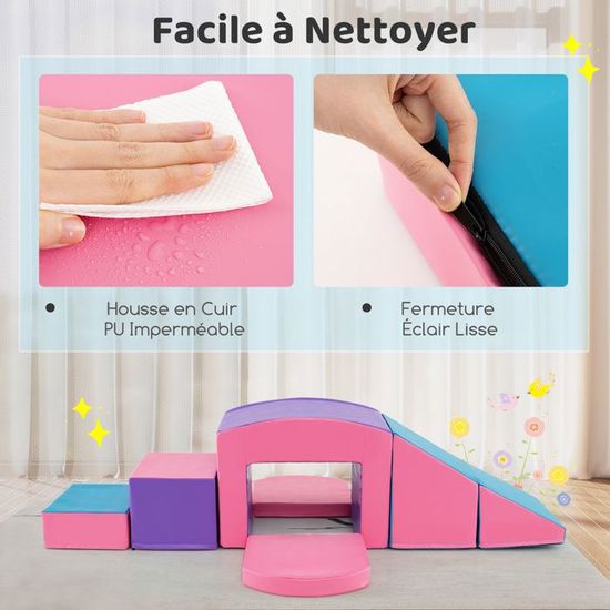 COSTWAY 2PCS Parcours Motricité Bébé en Mousse avec Housse