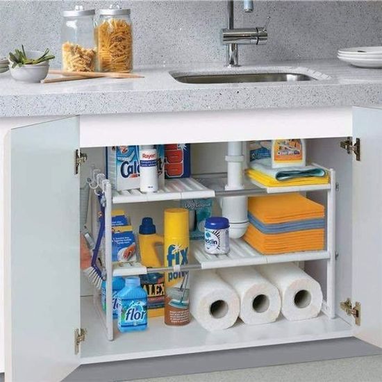 Organisateur Murale Transparent Rangement Sous Evier Cuisine, 2 Bacs de Organisateur Murale Transparent Rangement Sous Evier Cuisine, 2 Bacs de