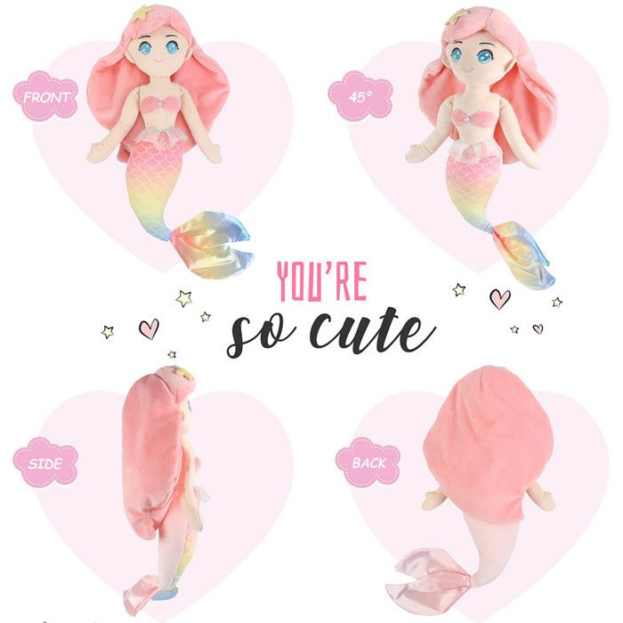 Voiture Personnalisée Ensemble Peluche Sirène Océan OUOZZZ 24cm Avec Son - Jouet Sensoriel Bébé Fille 1-3 Ans