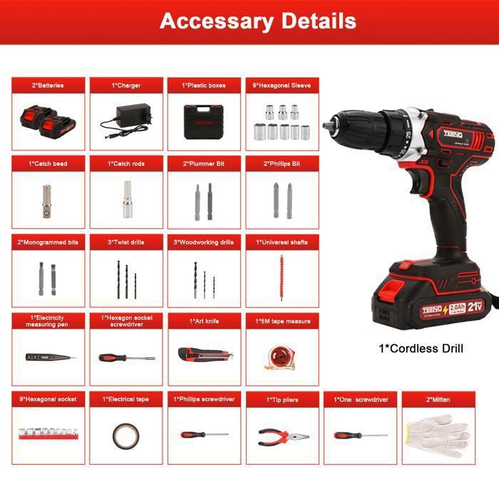Perceuse visseuse sans fil 21v