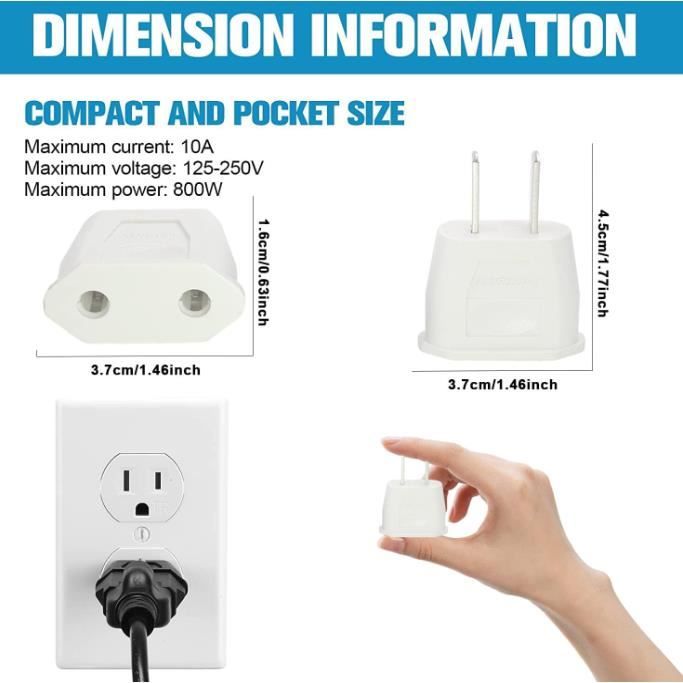 VINTAR Adaptateur de voyage de type E/F, prise européenne avec 1 USB C VINTAR Adaptateur de voyage de type E/F, prise européenne avec 1 USB C