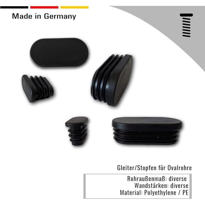 Lot De 2 Embouts Bouchons Ailette En PVC – Pour Tube Ovale De 30x15 Mm – Sans Marque