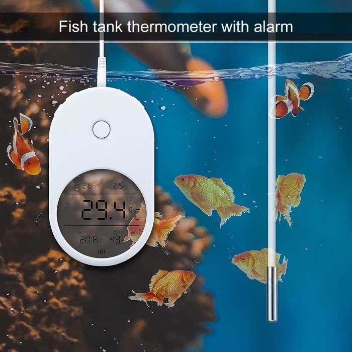 Chauffage aquarium,Nouveau thermomètre d'aquarium LCD avec alarme jauge de  température numérique hygromètre avec sonde - Type Bleu - Cdiscount