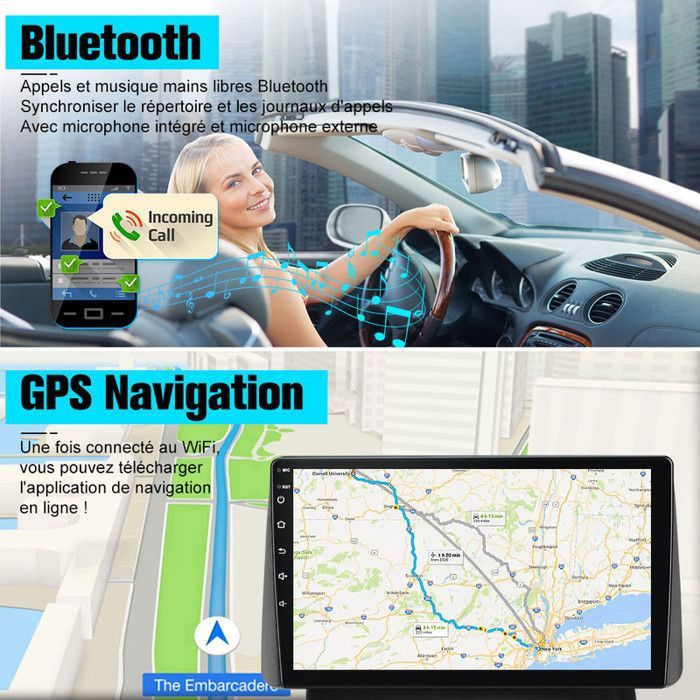 Autoradio Android 13 Pour Peugeot 407 (2004-2011) – 9 Pouces, 6Go RAM, 128Go ROM | Carplay/Android Auto, 4G, GPS, Bluetooth - 5