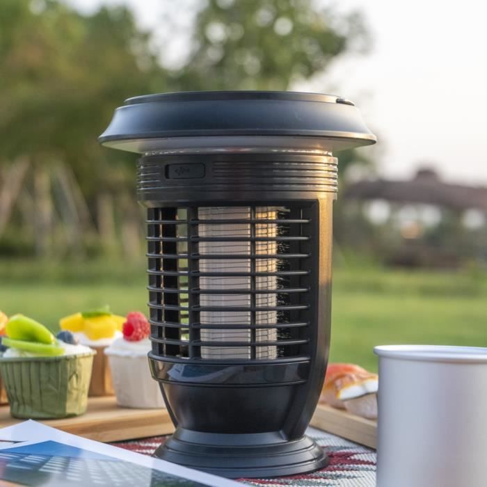 Lampe Anti-Moustique Solaire 2-en-1 – Piège Électrique LED USB Rechargeable 1200 MAh, Jardin & Intérieur