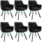 WAFTING Lot de 6 Chaises de Salle à Manger Pivotantes avec Accoudoirs, Rotation à 180°, Chaises de Cuisine en Velours, Noir