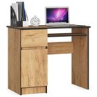 Bureau d'ordinateur AKORD gauche PIKSEL Chêne Craft 90 cm 1 porte 1 tiroir façade Chêne Craft 3 étagères 90x50x77 cm