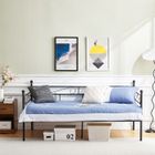 DORAFAIR Lit adulte 90 x 190 cm en métal, Structure de lit, Noir