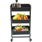 LESHP Desserte de Rangement à roulettes 3 Paniers Chariot de Stockage pour cuisine maison - noir