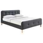 Miliboo - Lit 2 places 160x200 cm en tissu gris foncé capitonné HOLSEN