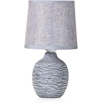 BRUBAKER - Lampe de table/de chevet - Design campagne/rustique - Hauteur 27 cm - Pied en Céramique - Abat-jour en Lin/Gris