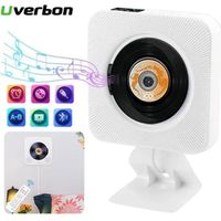 Lecteur CD Portable UVERBON avec Haut-parleurs HiFi intégré et Montage Mural - Blanc