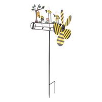 Moulin à vent de jardin en métal 3D - VBESTLIFE - Trois petites abeilles - Résistant au vent et à la pluie