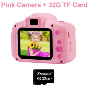 CAMÉSCOPE NUMÉRIQUE Carte de caméra rose 32G - Mini Caméra Hd Pour Enfants, Appareil Photo Numérique, Jouets De Sport, Dessin Ani