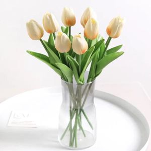FLEUR ARTIFICIELLE Bouquet de Tulipes Artificielles en PE,Fausses Fleurs,Décoration de Jardin,de Mariage,d'Extérieur,de Maison,de - K06-10Pcs[C]