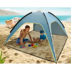 ABRI DE PLAGE Tente de plage pop up portable pour 4 personnes avec UPF 50+ - Blanc