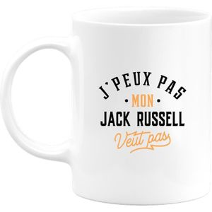 Tazza Con Scritta Francese 'J'peux Pas, Jack Russel' - Idea Regalo Originale, Stampata In Francia