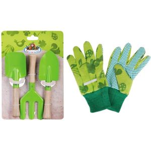 JARDINAGE - BROUETTE Set jardinage enfant - ESSCHERT DESIGN - 3 pièces avec gants - Zinc et bois de schima - Blanc