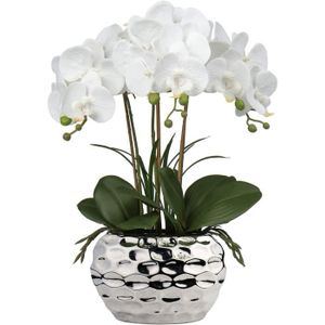 FLEUR ARTIFICIELLE Briful Orchidée phalaenopsis artificielle de 43,2 cm - Fleurs décoratives - Orchidée artificielle au toucher réaliste avec pot e447