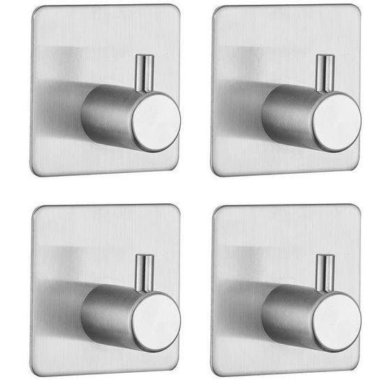 2 Crochets Muraux Auto-adhésifs En Acier Inoxydable - Pour Serviettes Ou Ustensiles De Cuisine - Argent