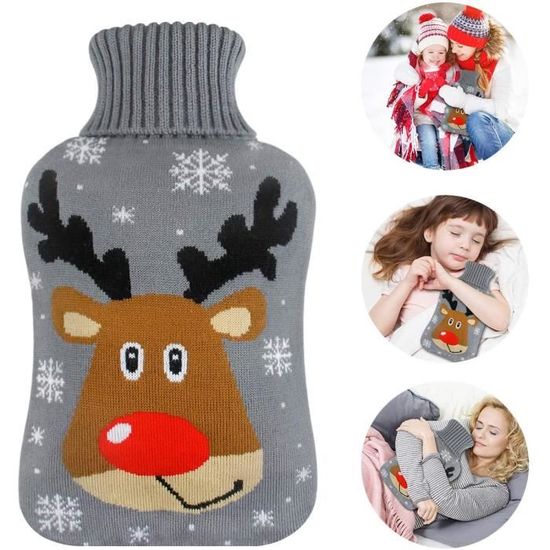 Housse De Bouillotte Tricotée Pour Bouteille D'eau Chaude Anti-brûlure, Chaleur Durable, Compresse Chaude (couleur : Blanc