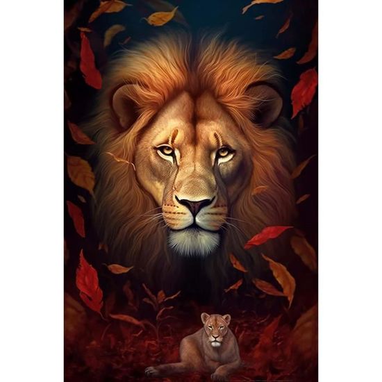 Bimkole 5D Diamond Painting DIY Kits Couple Lions, Animaux