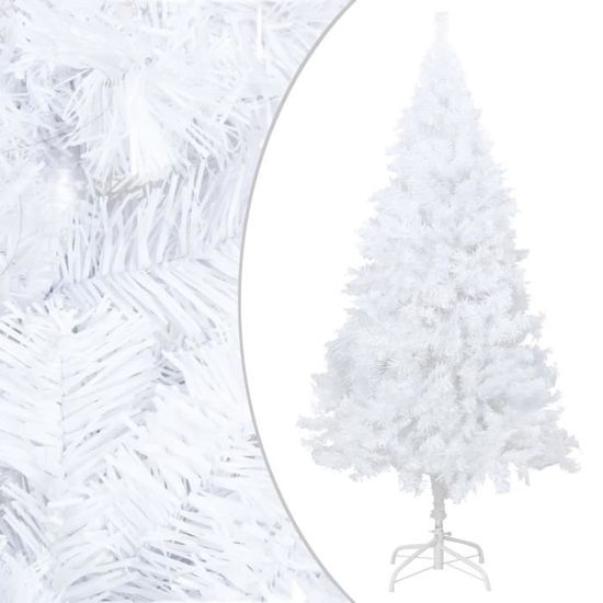 Arbre de Noël artificiel avec LED et boules Blanc 210 cm PVC