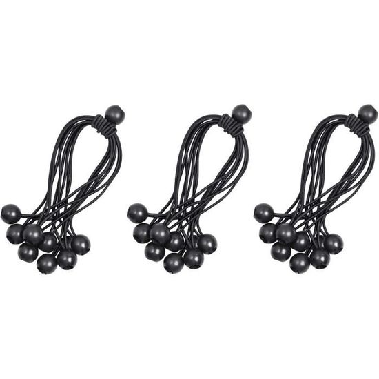 X25 TENDEUR ÉLASTIQUE à Boule Noir Fixation Pour Bâche Remorque