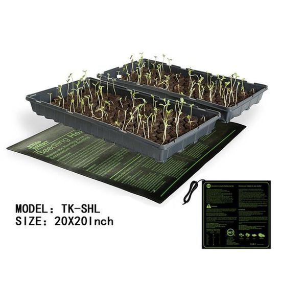 HTF Tapis chauffant pour semis 20x20cm Tapis de germination de graines de plantes imperméable, noir