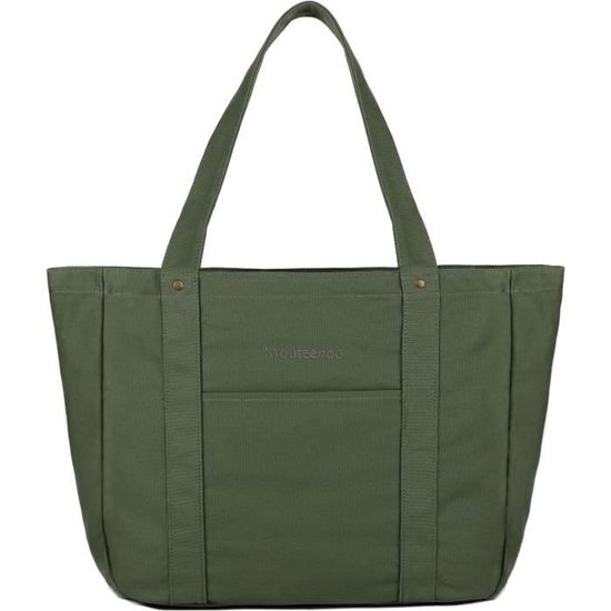 Grand Sac Fourre-tout En Toile Avec Fermeture éclair – Sac De Courses Réutilisable Extra Large – Coton Résistant 280 G/m² – Pour Femmes, Travail, Voyage