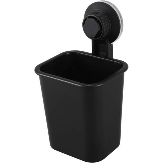Support Brosse à Dents Avec Porte-dentifrice Amovible - Organisateur Salle De Bain Antidérapant - Noir, 10x8,5x8,5 Cm