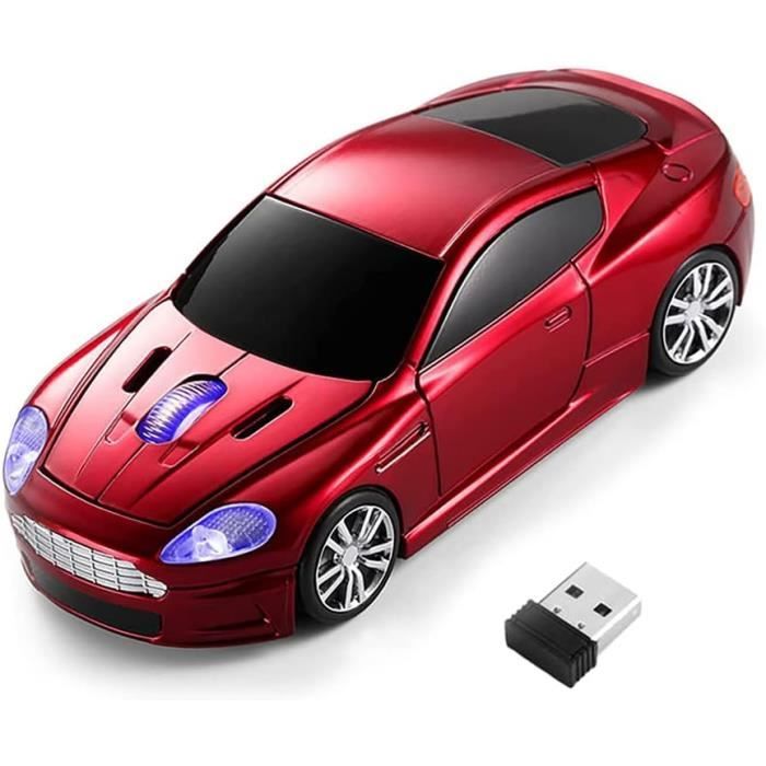 Souris Sans Fil Voiture De Sport - Design Ergonomique LED, Connexion 2.4Ghz, Compatible PC Windows - Gris