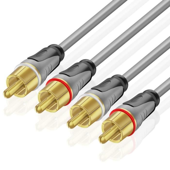 Adaptateur RCA Femelle Vers 2 Mâles - Y Splitter Audio Pour Subwoofer, Ampli, TV - Doré
