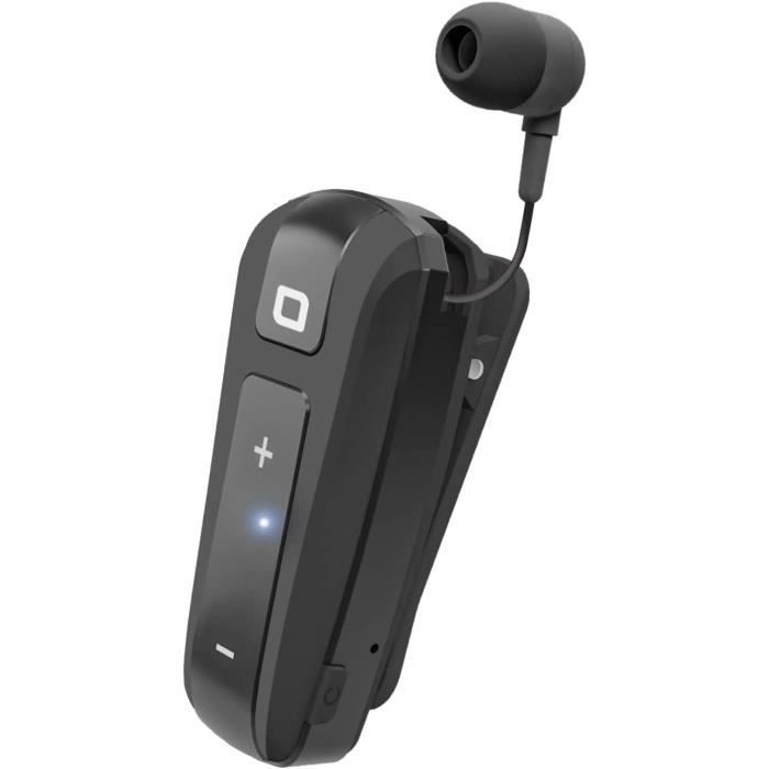 Casque Bluetooth avec Clip et Fil Enroulable, Technologie multipoint pour connecter 2 appareils