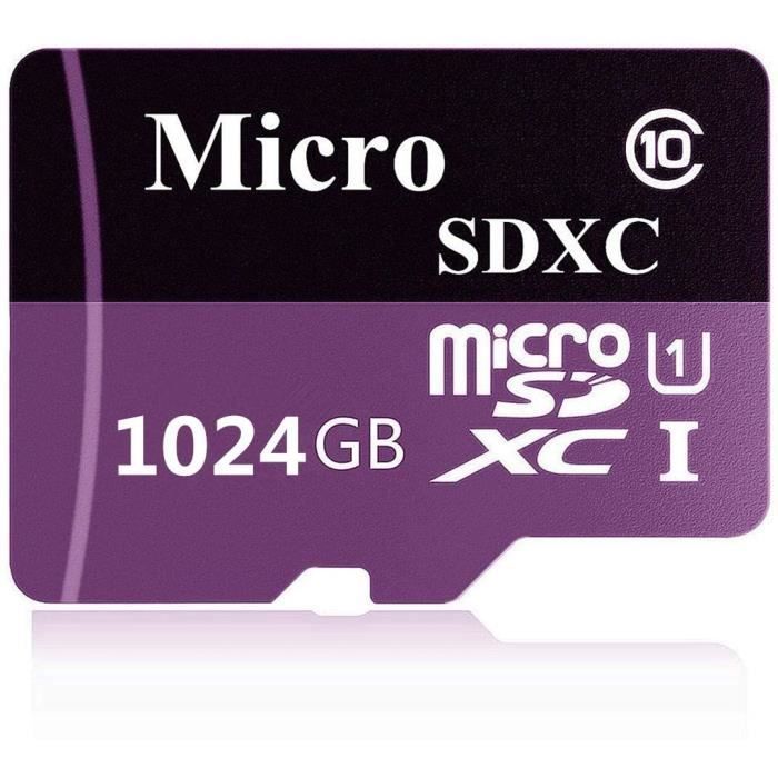 carte micro sd 128 go 256 go 400 go 512 go 1024 go mémoire haute vitesse classe 10 carte micro sd sdxc avec adaptateur (1024go-e)